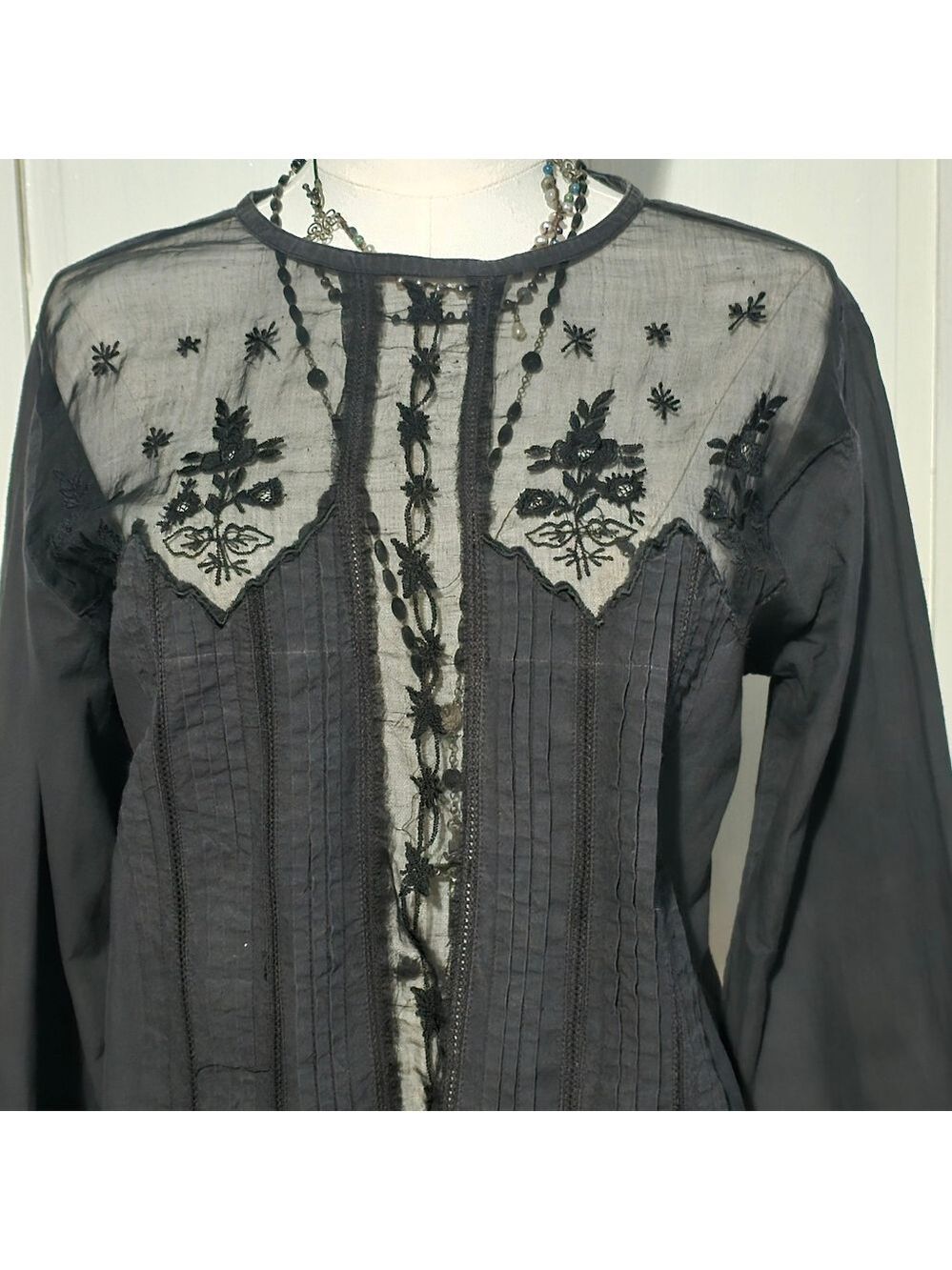 Vintage Gothic Victorian High Neck Lace Long Sleeve Blouse